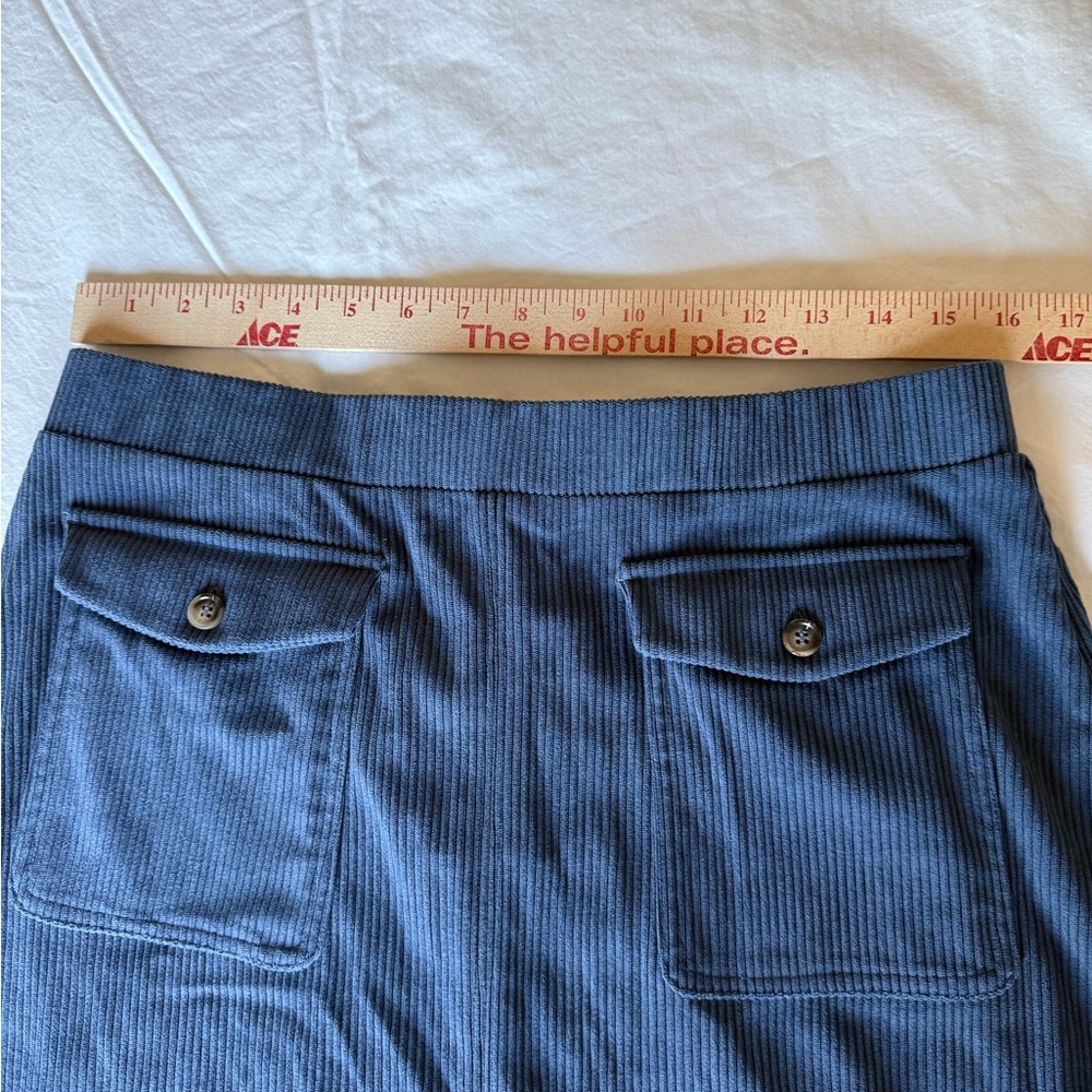 Halara Blue Corduroy Skirt Front Pockets Midi Sz Large NWT’s